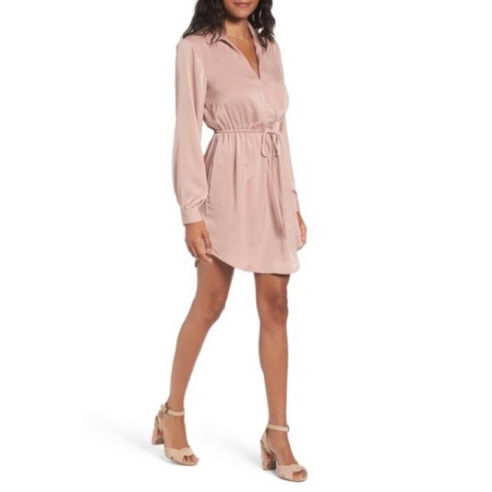 NWT LUSH Payton Cinched Waist Dress in Dusty Pink